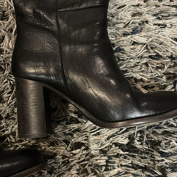 Free People Grayson Black Crocodile Embossed Leather Tall Boot 36 1/2 - Picture 11 of 12